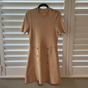 Sandro Beige Button-Detail Dress